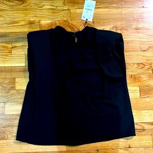 Zara padded shoulders Black sleeveless blouse